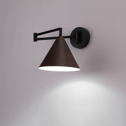 Wood Cone Swing Arm Wall Light
