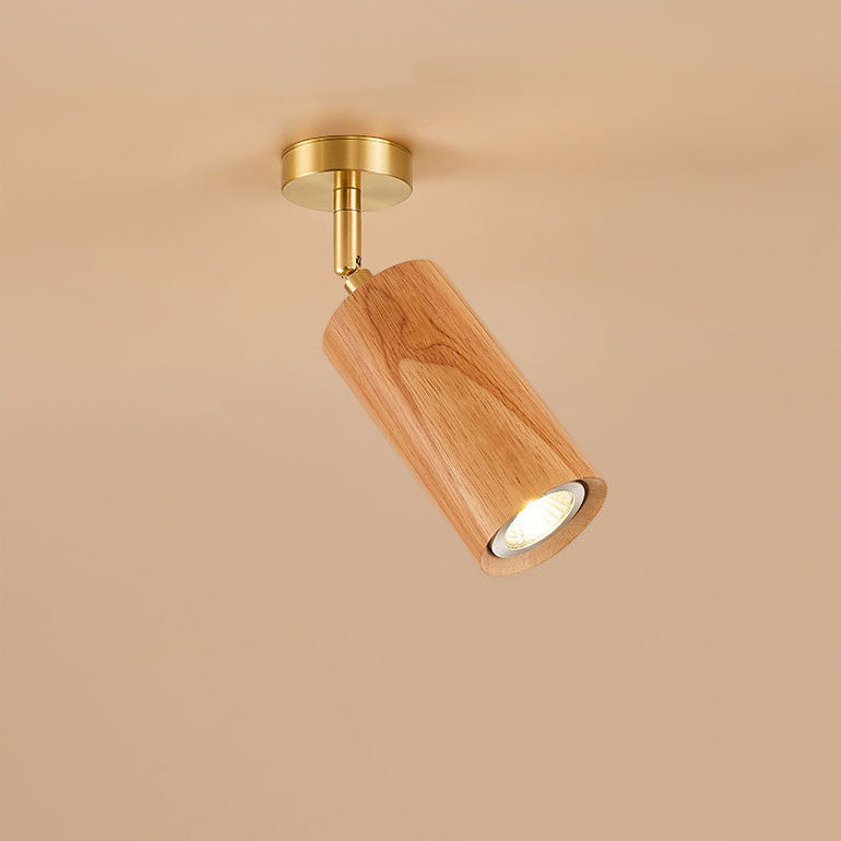 Modern Wood Cylinder Spotlight Ceiling Light