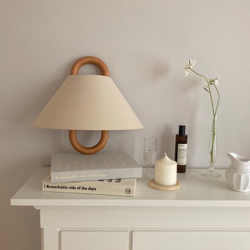 Modern Wooden Fabric Shade Wall Lamp with Plug-In Option