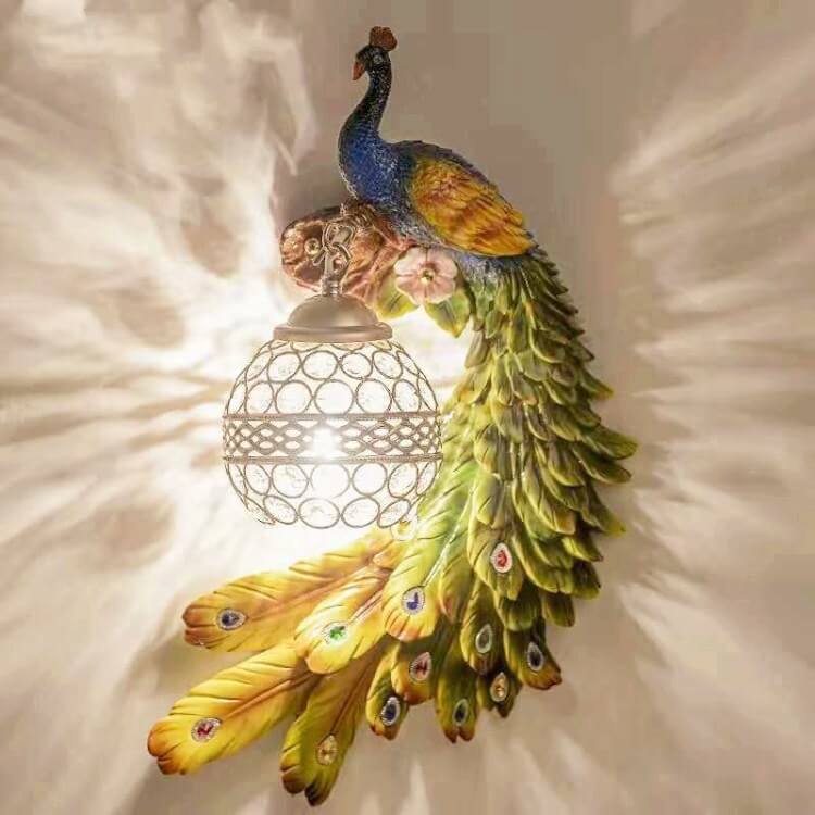 Vintage Peacock Crystal Wall Light