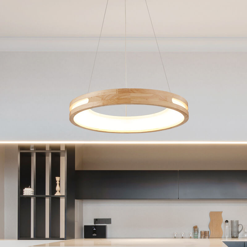 Minimalist Wooden Ring LED Pendant Light
