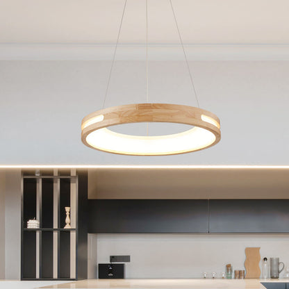 Minimalist Wooden Ring LED Pendant Light
