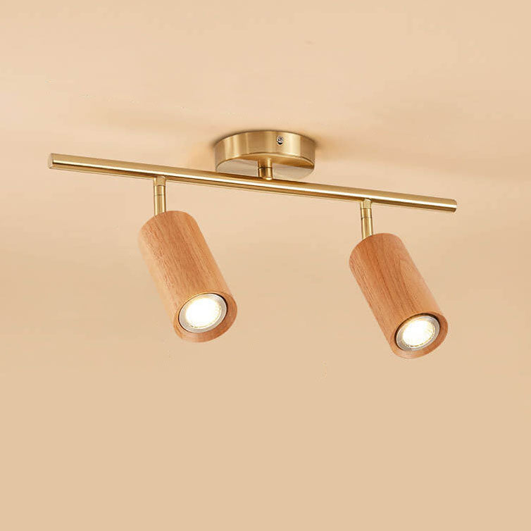 Modern Wood Cylinder Spotlight Ceiling Light