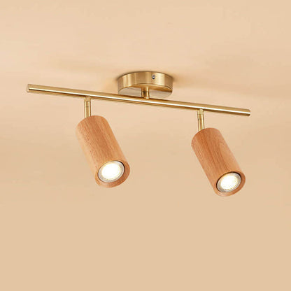 Modern Wood Cylinder Spotlight Ceiling Light