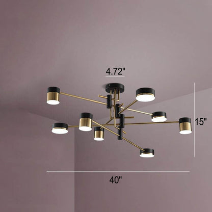 Modern Black Gold Multi-Light Ceiling Fixture