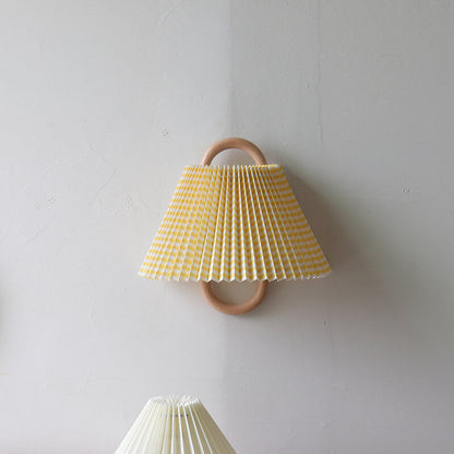 Modern Wooden Fabric Shade Wall Lamp with Plug-In Option