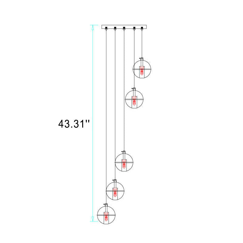 Luxury Multi-Drop Crystal Globe Staircase Chandelier