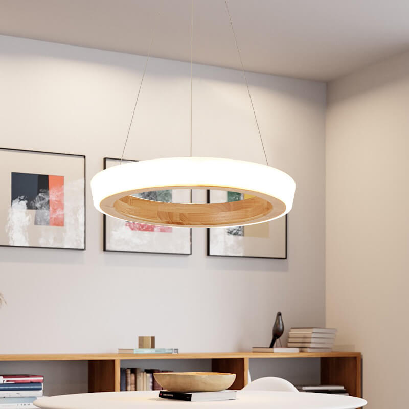 Minimalist Wooden Ring LED Pendant Light
