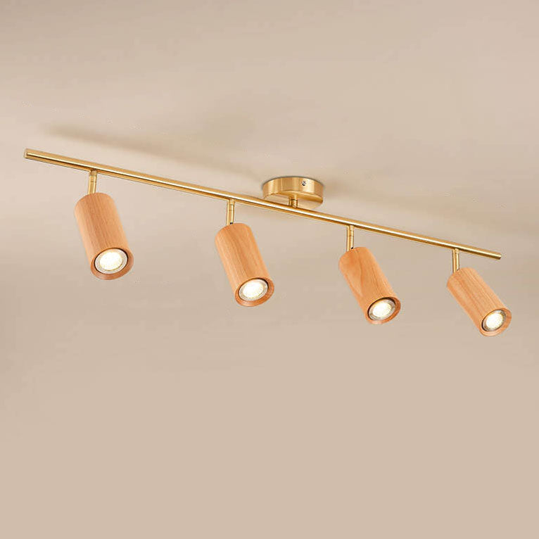Modern Wood Cylinder Spotlight Ceiling Light