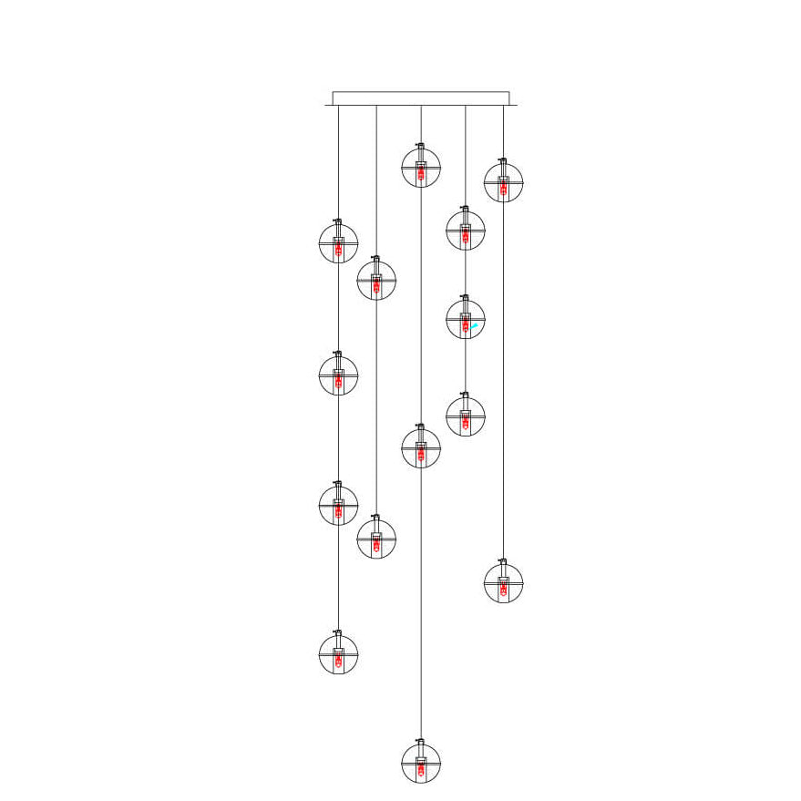 Luxury Multi-Drop Crystal Globe Staircase Chandelier