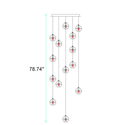 Luxury Multi-Drop Crystal Globe Staircase Chandelier