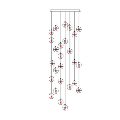 Luxury Multi-Drop Crystal Globe Staircase Chandelier