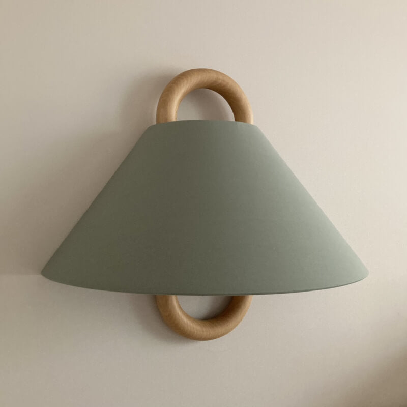 Modern Wooden Fabric Shade Wall Lamp with Plug-In Option