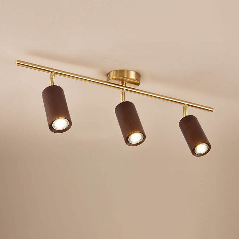 Modern Wood Cylinder Spotlight Ceiling Light