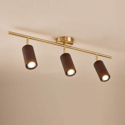 Modern Wood Cylinder Spotlight Ceiling Light