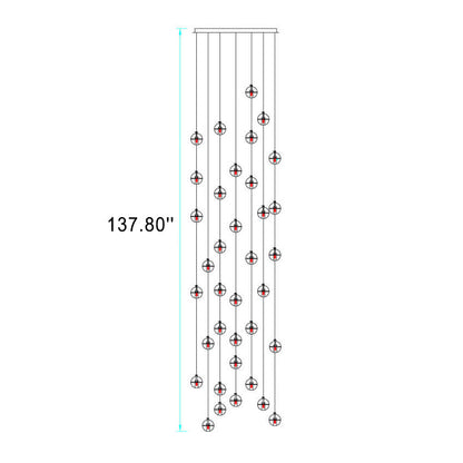 Luxury Multi-Drop Crystal Globe Staircase Chandelier