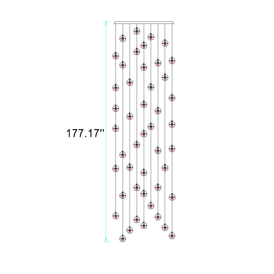 Luxury Multi-Drop Crystal Globe Staircase Chandelier