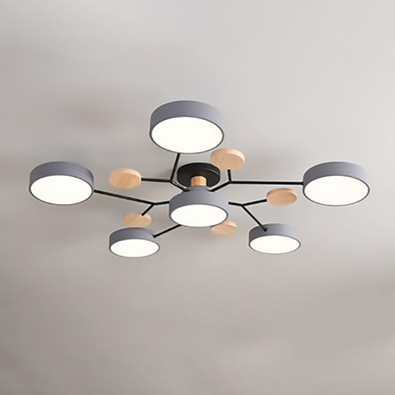 Scandinavian Modern Multi-Light LED Semi-Flush Ceiling Light