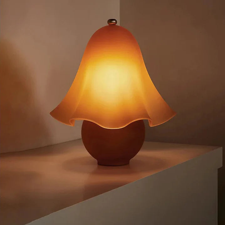 Lumera White Glass Table Lamp with Copper Accent