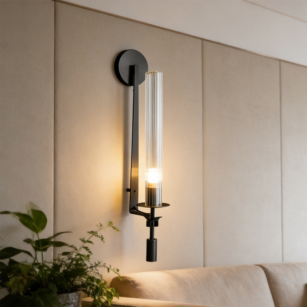 Brasselle Ribbed Glass Cylinder Wall Light