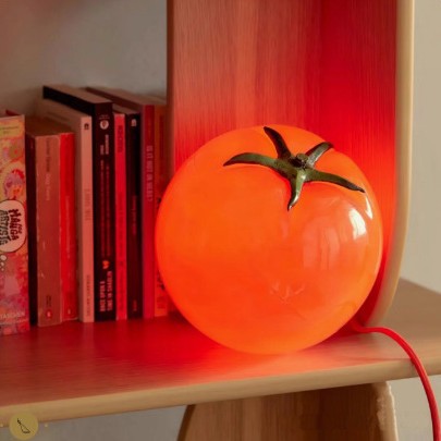 LuxRoyale Creative Tomato Glass Table Lamp, Ambient Night Light for Bedside Decor