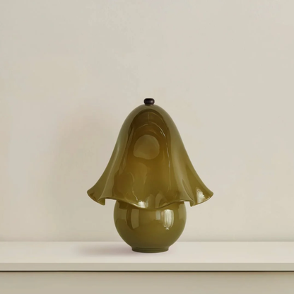 Lumera White Glass Table Lamp with Copper Accent