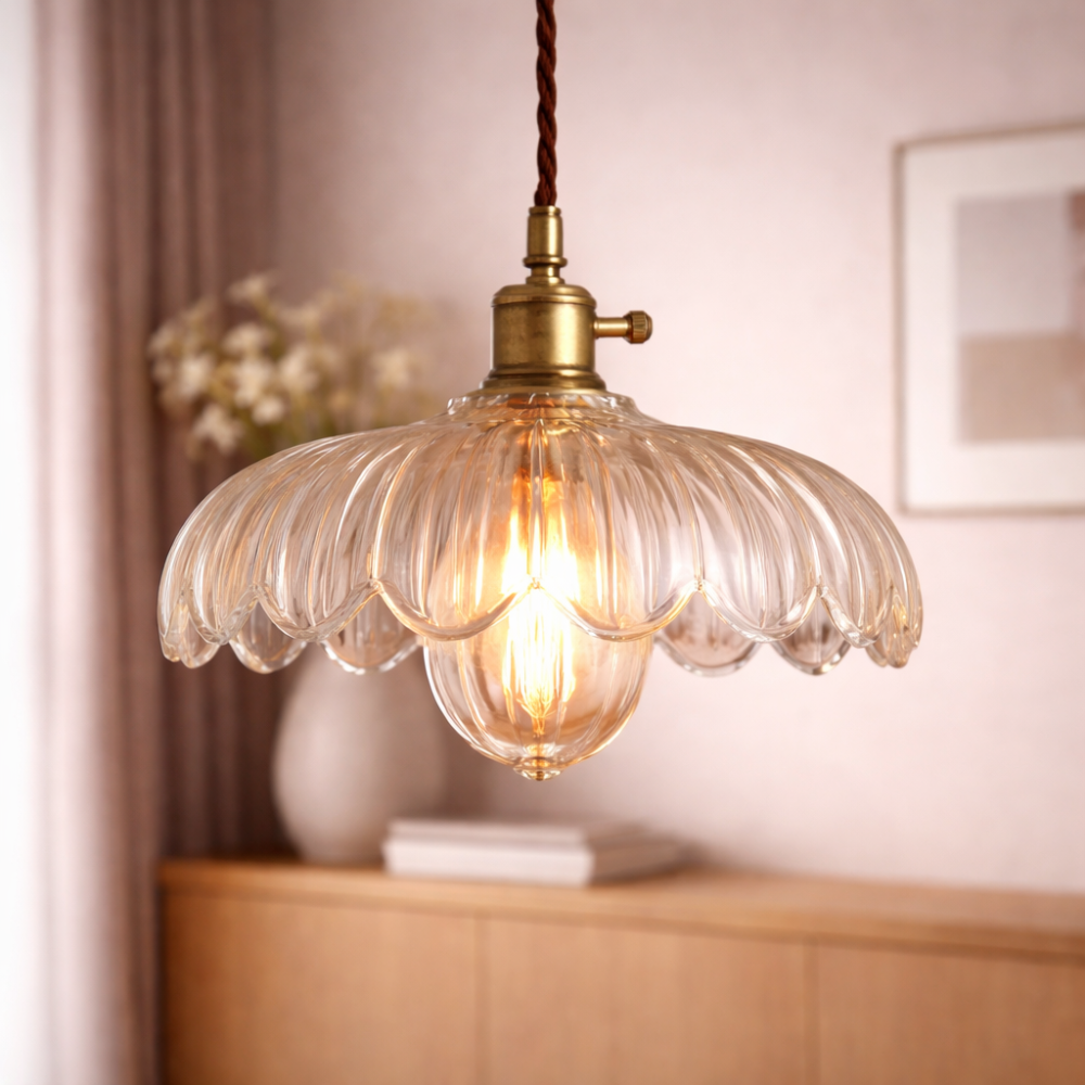 Scalloped Glass Pendant Light