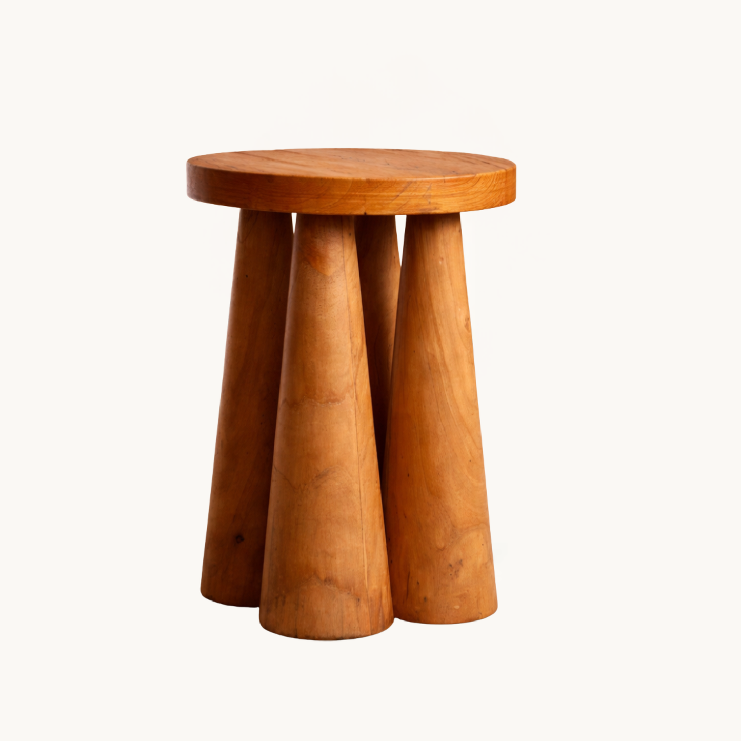 Sculpted Solid Wood Sable Stool