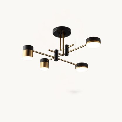 Modern Black Gold Multi-Light Ceiling Fixture