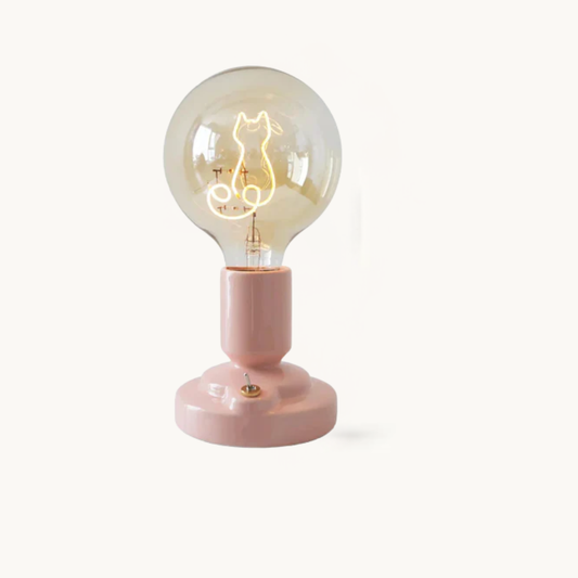 Nordic Style Cat Ceramic Table Lamp Built-in Battery
