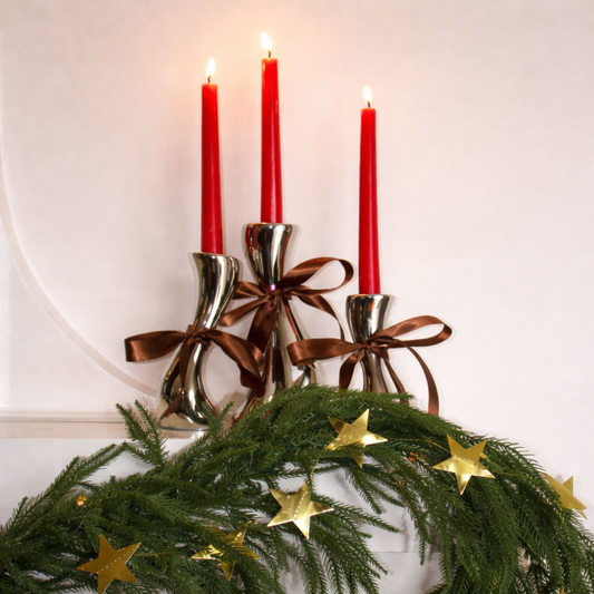 Sculpted Chrome Candleholder Trio