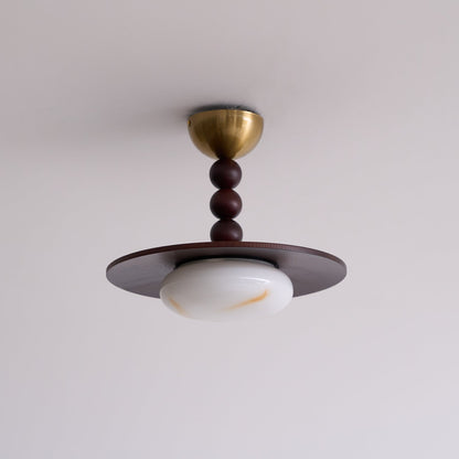 Wood and Stone Ceiling Light