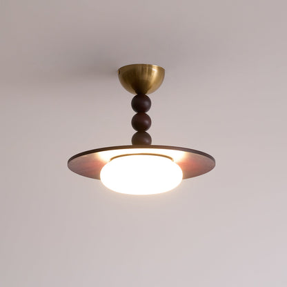 Wood and Stone Ceiling Light