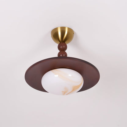 Wood and Stone Ceiling Light