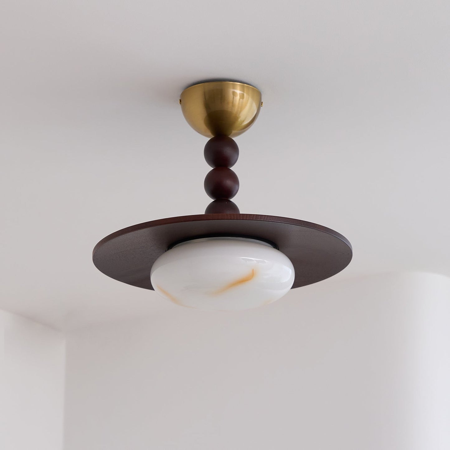 Wood and Stone Ceiling Light