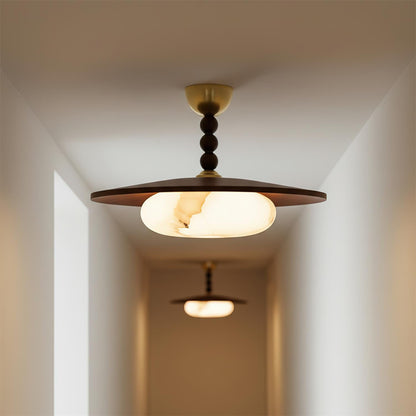 Vicenza Natural Wood & Alabaster Ceiling Light