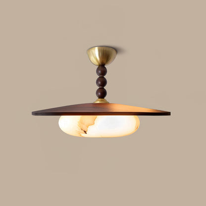Wood and Stone Ceiling Light