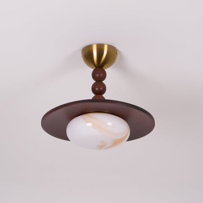 Wood and Stone Ceiling Light