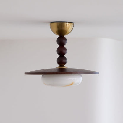 Wood and Stone Ceiling Light