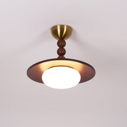 Wood and Stone Ceiling Light