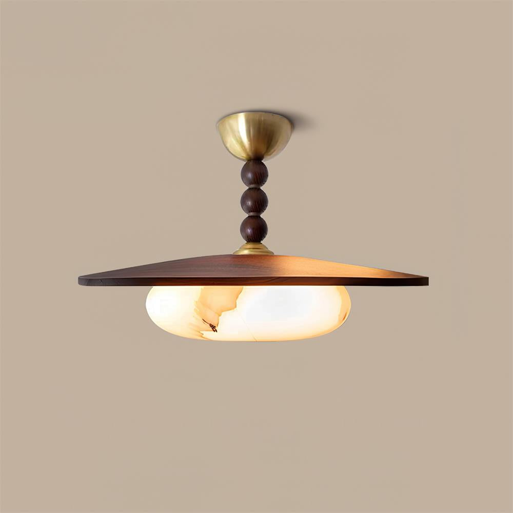Wood and Stone Ceiling Light