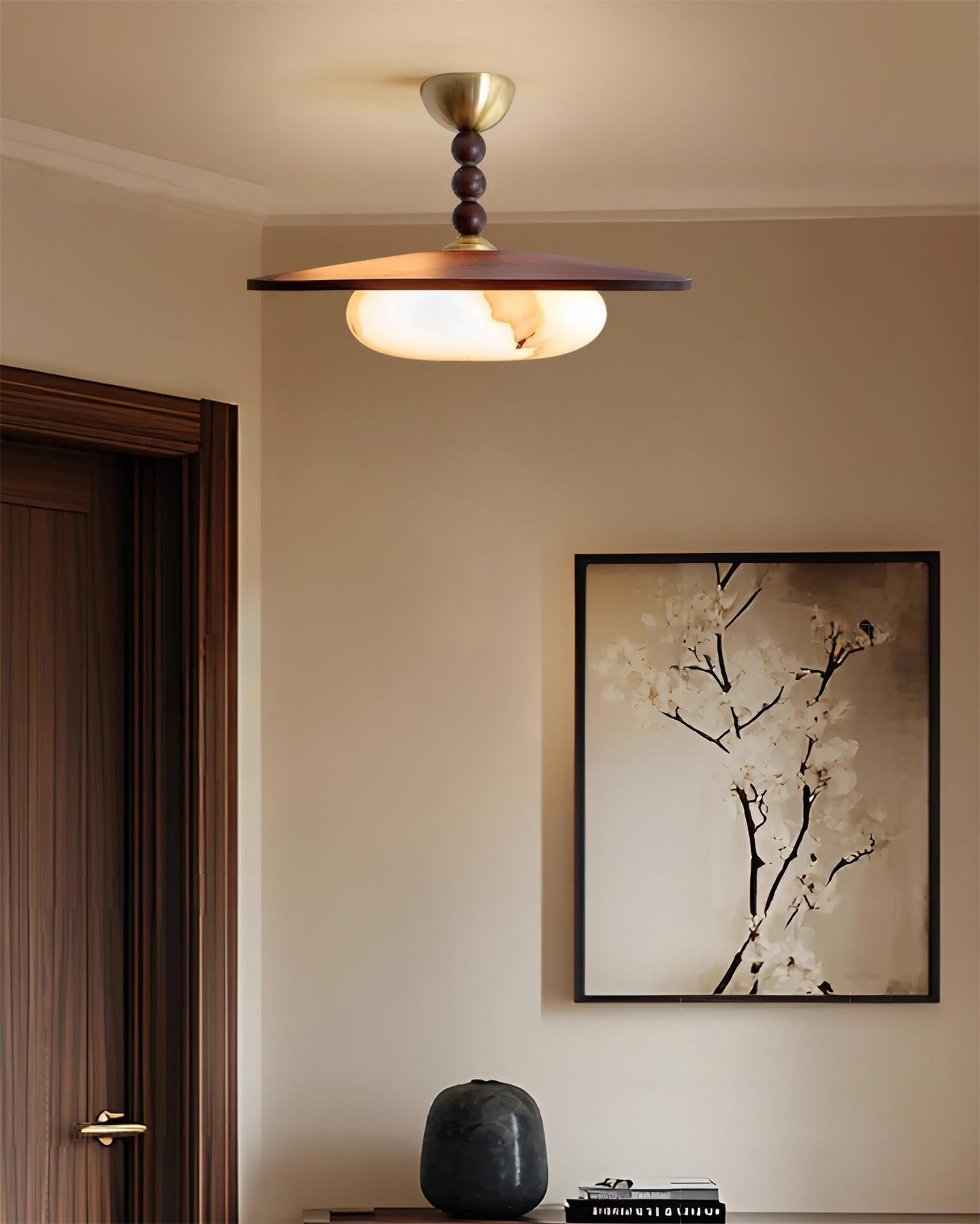 Vicenza Natural Wood & Alabaster Ceiling Light