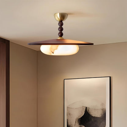 Wood and Stone Ceiling Light