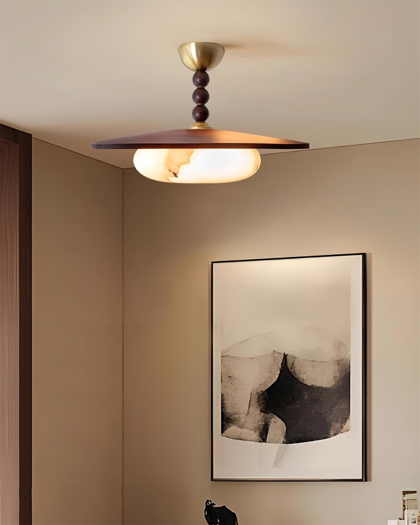 Vicenza Natural Wood & Alabaster Ceiling Light