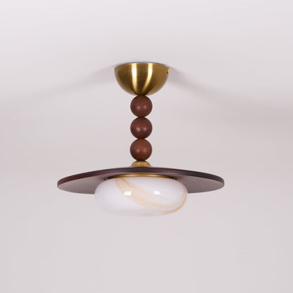 Wood and Stone Ceiling Light
