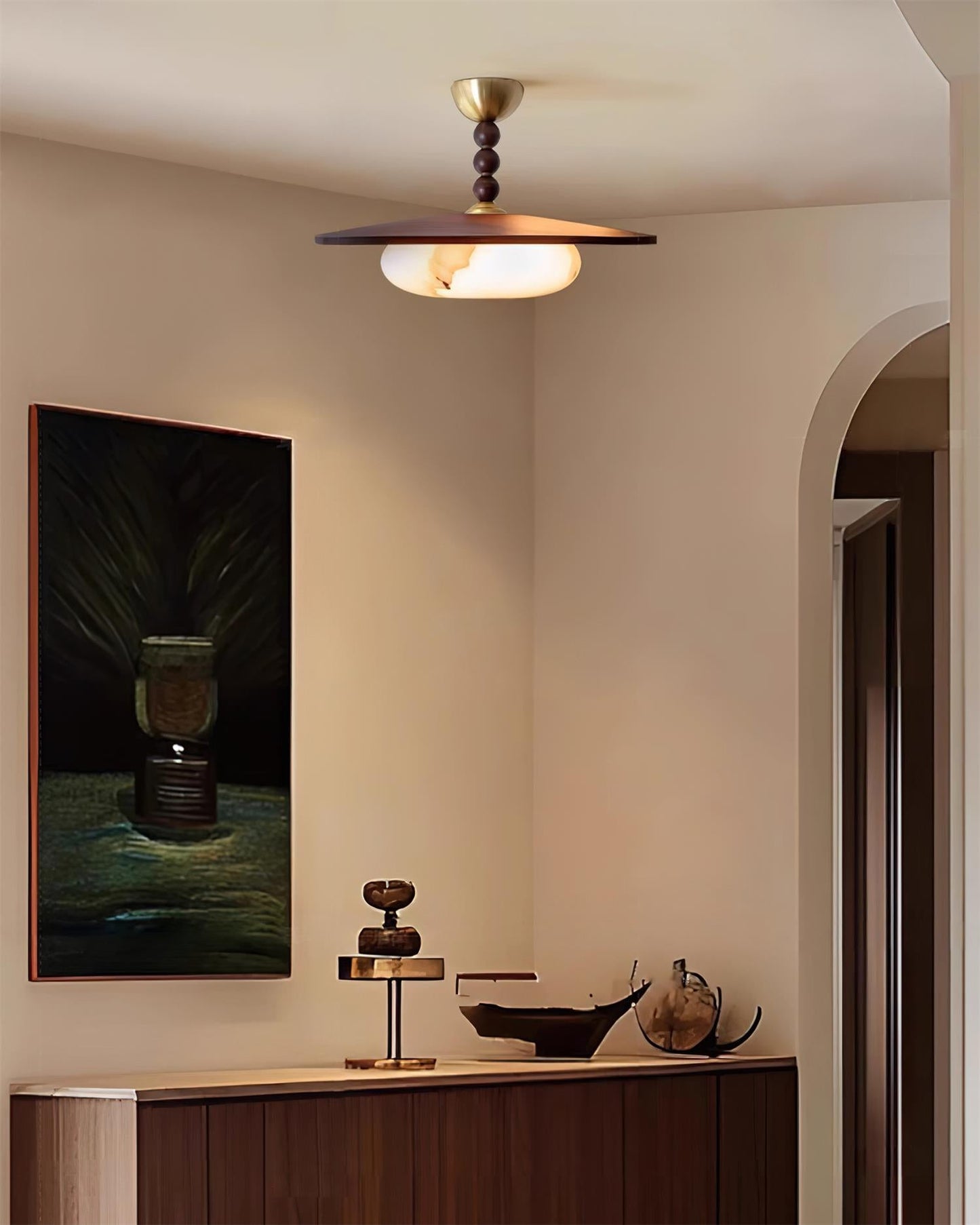 Vicenza Natural Wood & Alabaster Ceiling Light