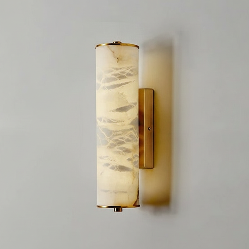 Marvella Cylindrical Marble Wall Light with Copper Frame