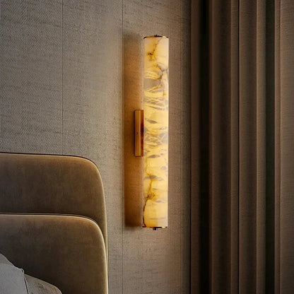 Marvella Cylindrical Marble Wall Light with Copper Frame