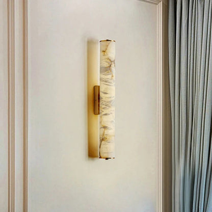 Marvella Cylindrical Marble Wall Light with Copper Frame