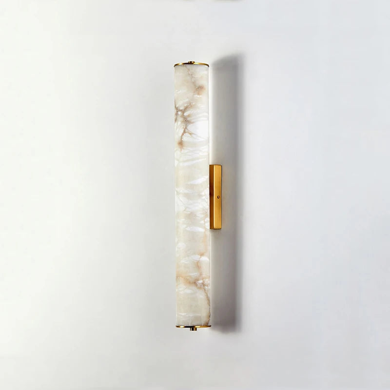 Marvella Cylindrical Marble Wall Light with Copper Frame